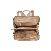 
Solid Antique Brass Hardware & Heavy-Duty Dual Zipper Detail on Bern Pelle Pieno Fiore Backpack