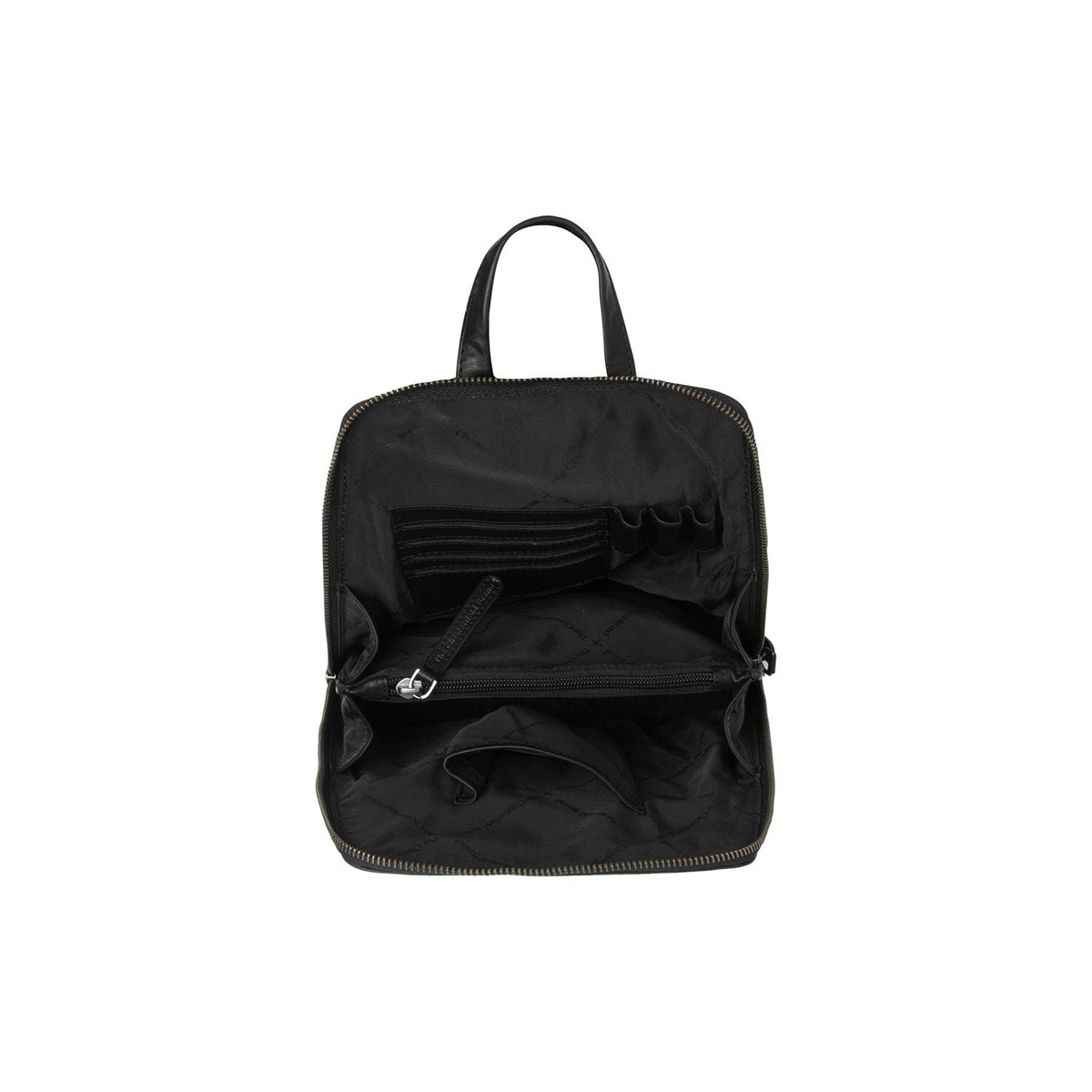Solid Antique Brass Hardware &amp; Heavy-Duty Dual Zipper Detail on Linford Full-Grain Leather Backpack da Donna