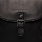 Vermont Full-Grain Leather Backpack da Donna - Structured Side Profile Showing Gusset Depth &amp; Expansion Capacity