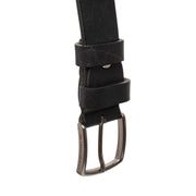 Morrison Full-Grain Cintura in Pelle da Uomo - Structured Side Profile Showing Gusset Depth &amp; Expansion Capacity