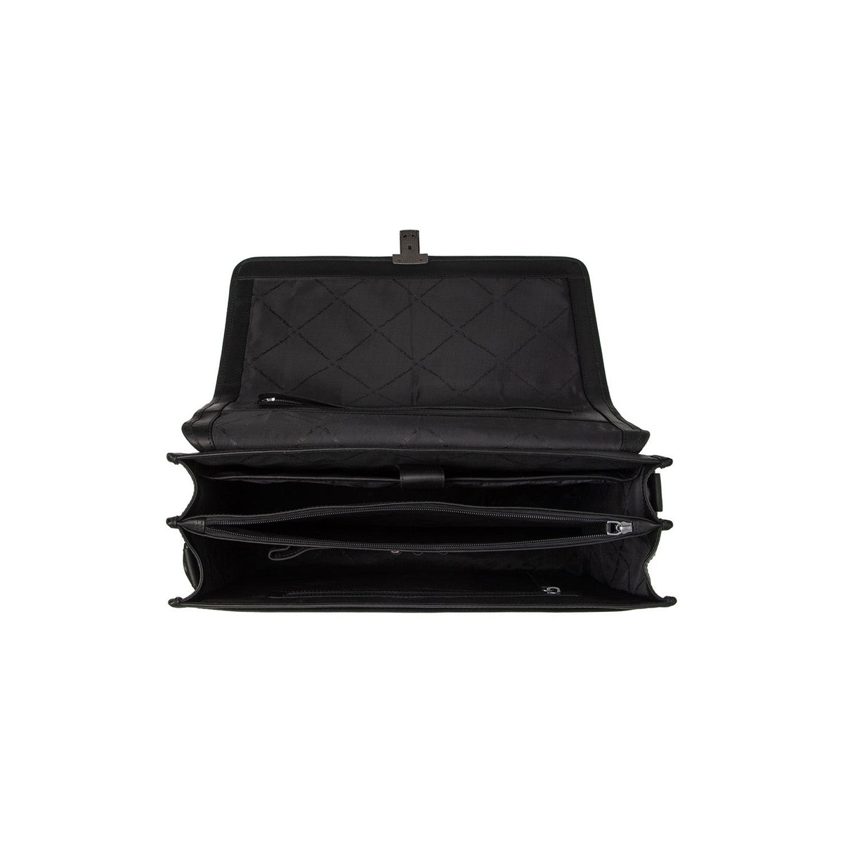 Solid Antique Brass Hardware &amp; Heavy-Duty Dual Zipper Detail on Glenwood Full-Grain Leather Briefcase da Uomo