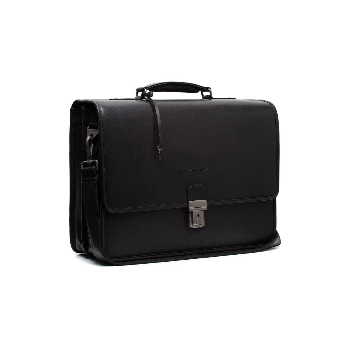 Glenwood Full-Grain Leather Briefcase da Uomo in Classic 100% Full-Grain Leather - Full Exterior Front Profile View | Acquista online