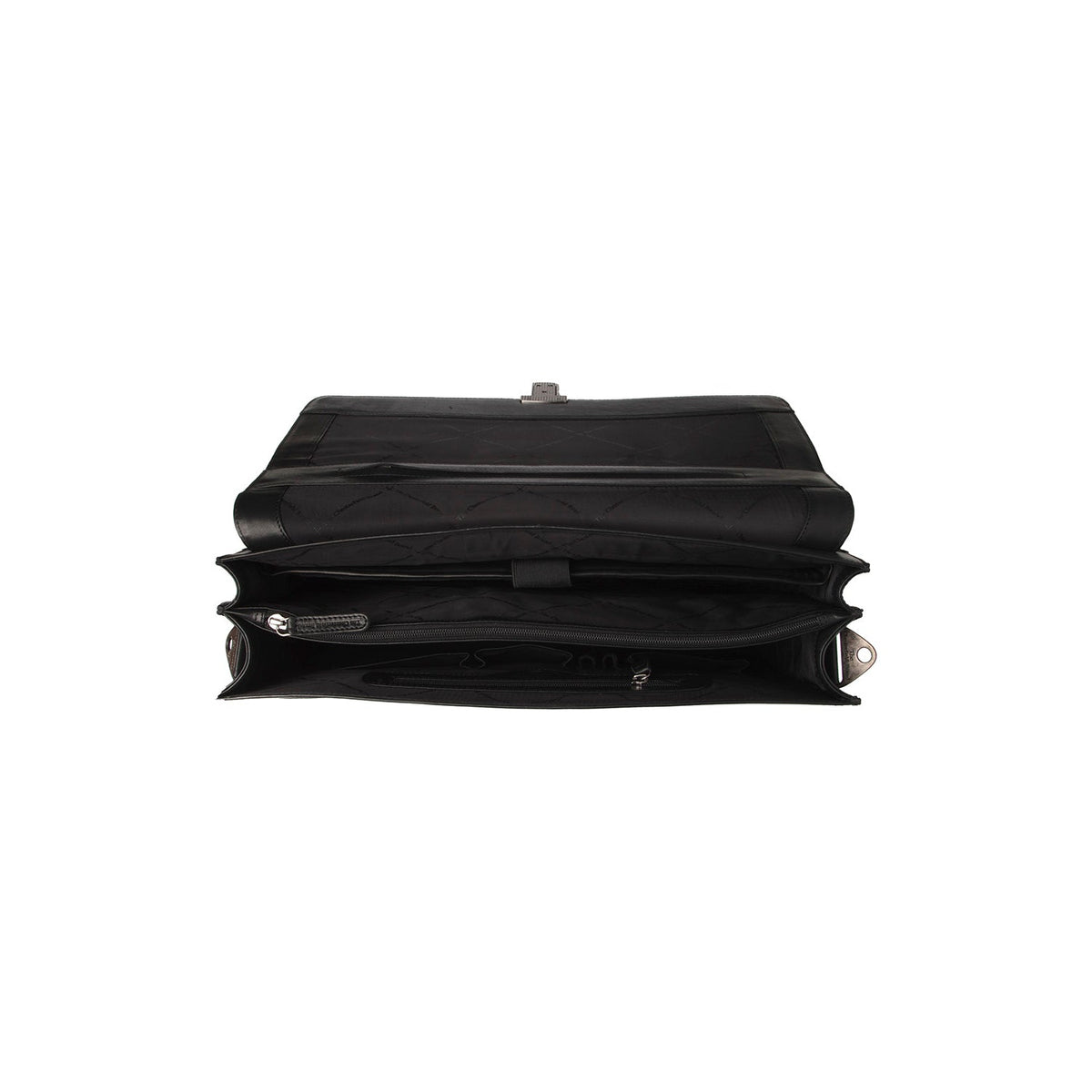 Solid Antique Brass Hardware &amp; Heavy-Duty Dual Zipper Detail on Salvatore Full-Grain Leather Briefcase da Uomo