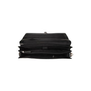 Solid Antique Brass Hardware &amp; Heavy-Duty Dual Zipper Detail on Salvatore Full-Grain Leather Briefcase da Uomo