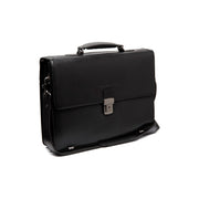 Salvatore Full-Grain Leather Briefcase da Uomo in Classic 100% Full-Grain Leather - Full Exterior Front Profile View | Acquista online