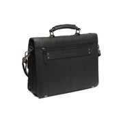 Solid Antique Brass Hardware &amp; Heavy-Duty Dual Zipper Detail on Stuttgart Full-Grain Leather Briefcase da Donna