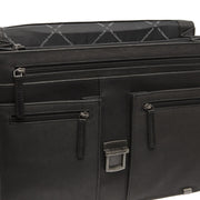 Stuttgart Full-Grain Leather Briefcase da Donna - Structured Side Profile Showing Gusset Depth &amp; Expansion Capacity