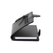 Solid Antique Brass Hardware &amp; Heavy-Duty Dual Zipper Detail on Baldwin Full-Grain Leather Card Holder da Donna