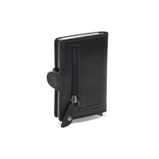 Classic 100% Full-Grain Leather Card Holder - Rear Perspective Showing Reinforced Leather Straps &amp; Stitching