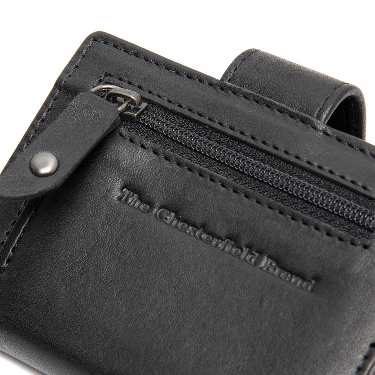 Solid Antique Brass Hardware &amp; Heavy-Duty Dual Zipper Detail on Barrea Full-Grain Leather Card Holder da Donna