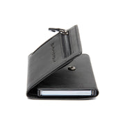 Solid Antique Brass Hardware &amp; Heavy-Duty Dual Zipper Detail on Gabriela Full-Grain Leather Card Holder da Donna