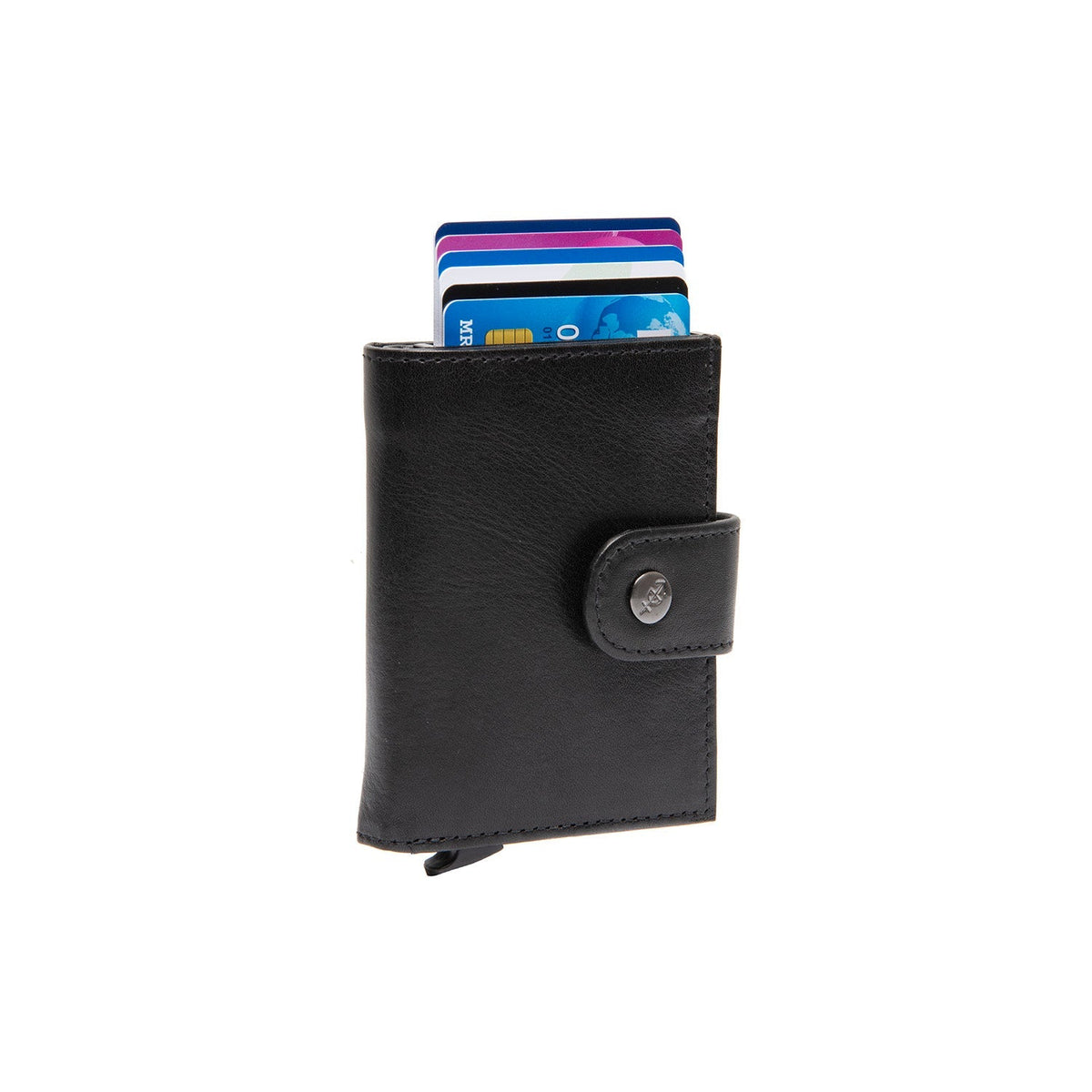 Lesina Full-Grain Leather Card Holder da Donna in Classic 100% Full-Grain Leather - Full Exterior Front Profile View | Acquista online
