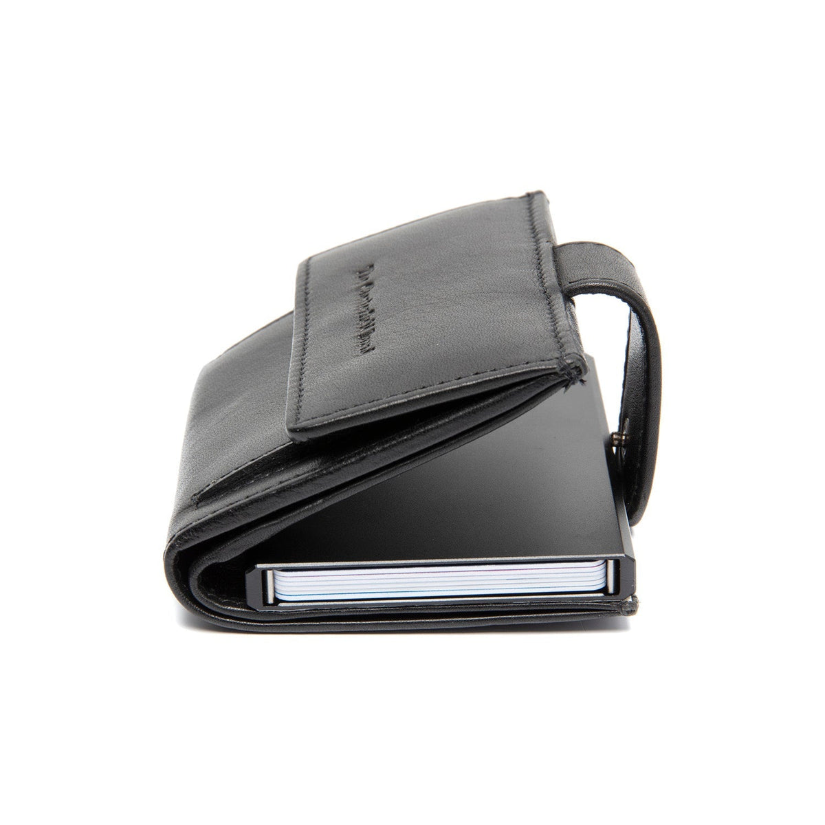 Lesina Full-Grain Leather Card Holder da Donna - Structured Side Profile Showing Gusset Depth &amp; Expansion Capacity