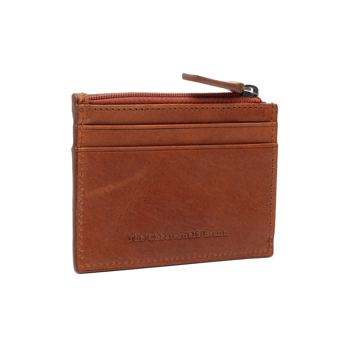 Cognac Leather Card Wallet da Donna, front view