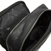 Alva Full-Grain Leather Crossbody Bag da Uomo - Structured Side Profile Showing Gusset Depth &amp; Expansion Capacity