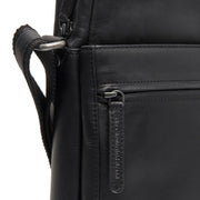 Anzora Full-Grain Leather Crossbody Bag da Uomo - Structured Side Profile Showing Gusset Depth &amp; Expansion Capacity