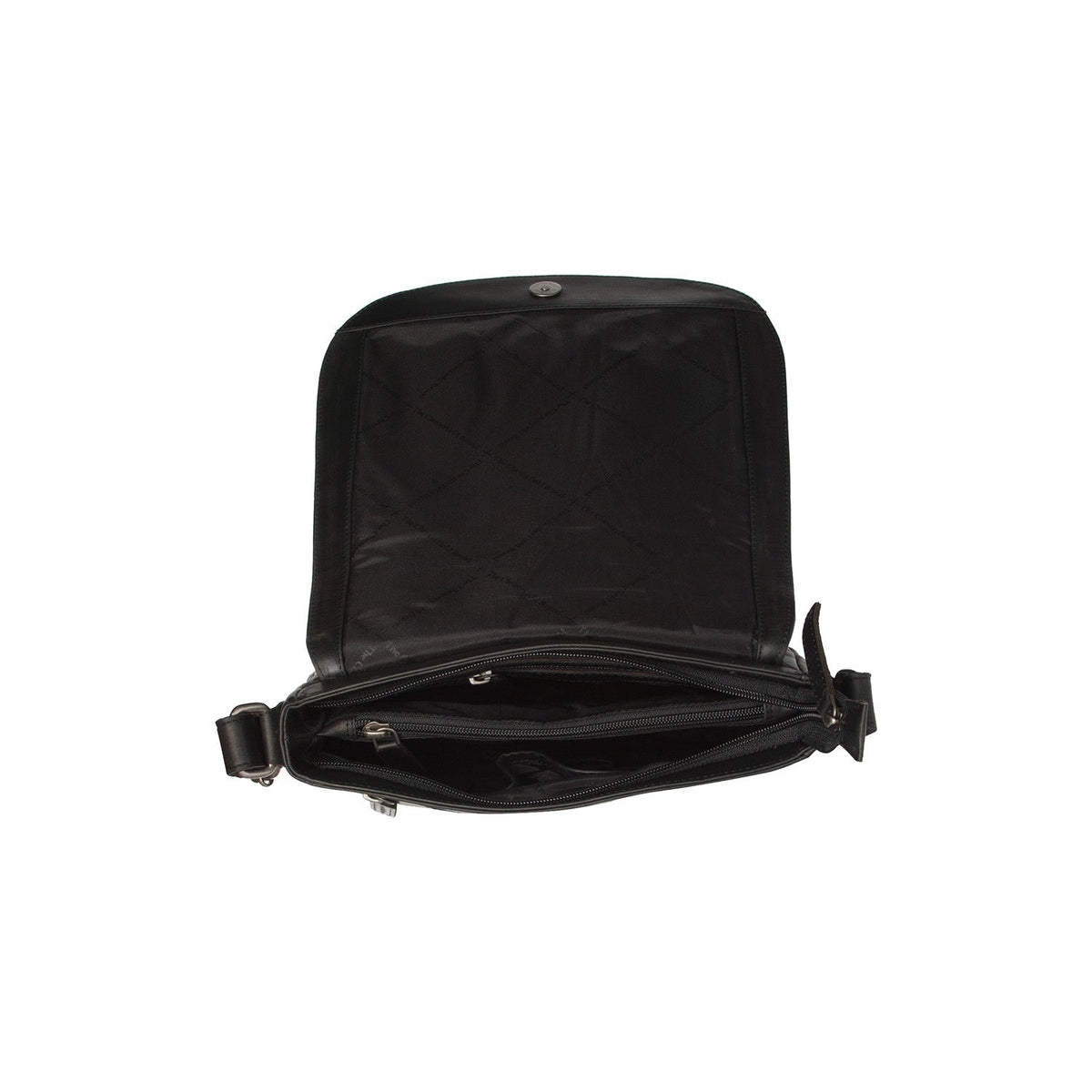 Everglades Full-Grain Leather Crossbody Bag da Donna - Structured Side Profile Showing Gusset Depth &amp; Expansion Capacity