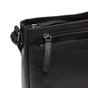 Solid Antique Brass Hardware &amp; Heavy-Duty Dual Zipper Detail on Mumbai Full-Grain Leather Crossbody Bag da Donna