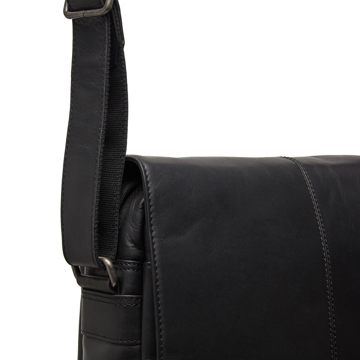 Raphael Full-Grain Leather Crossbody Bag da Uomo - Structured Side Profile Showing Gusset Depth &amp; Expansion Capacity