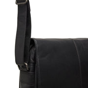 Raphael Full-Grain Leather Crossbody Bag da Uomo - Structured Side Profile Showing Gusset Depth &amp; Expansion Capacity
