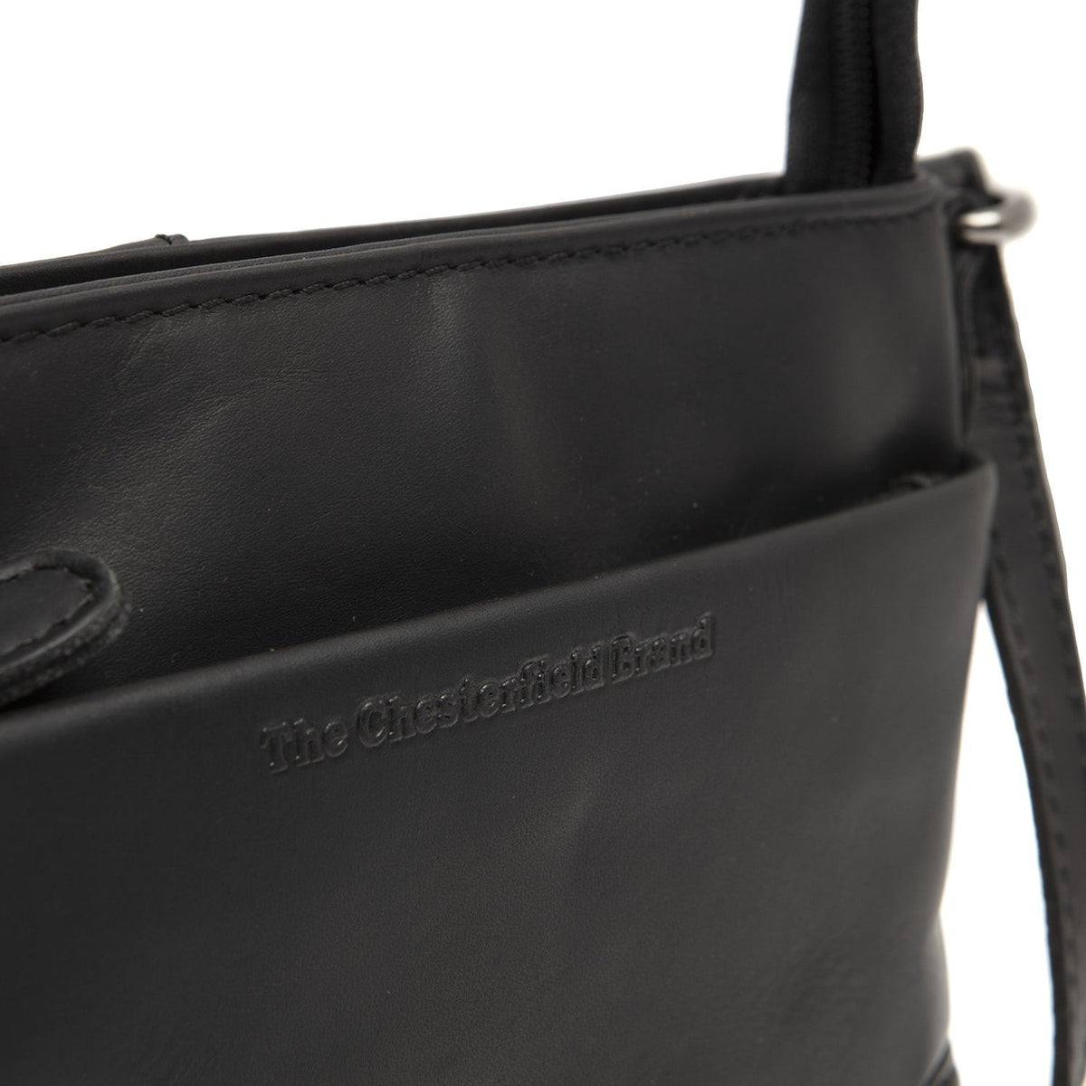 Solid Antique Brass Hardware &amp; Heavy-Duty Dual Zipper Detail on Salerno Full-Grain Leather Crossbody Bag da Donna