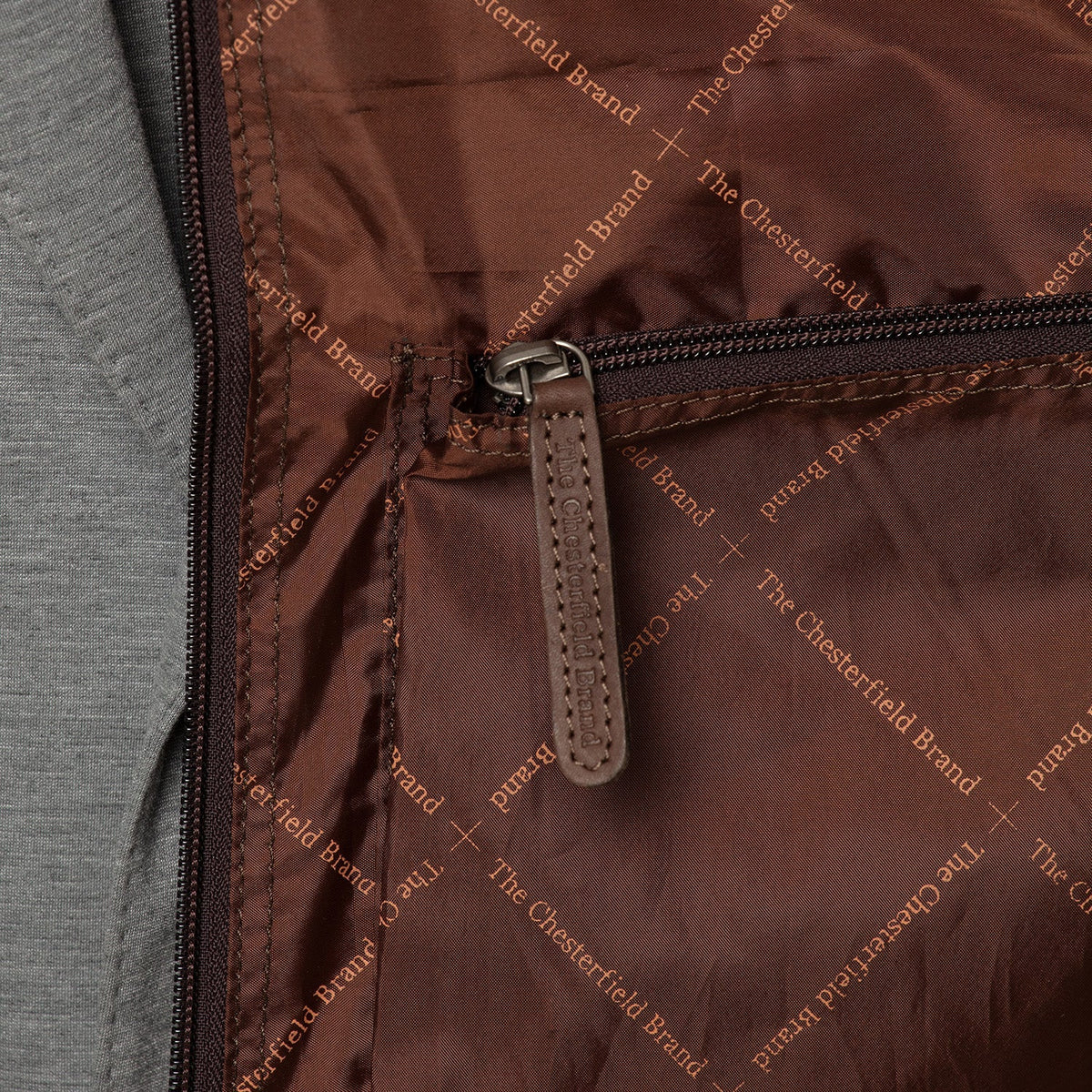 Styled Fit Perspective of Leather Garment Bag Josh da Donna on Model - Natural Daylight Drape