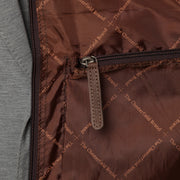 Styled Fit Perspective of Leather Garment Bag Josh da Donna on Model - Natural Daylight Drape