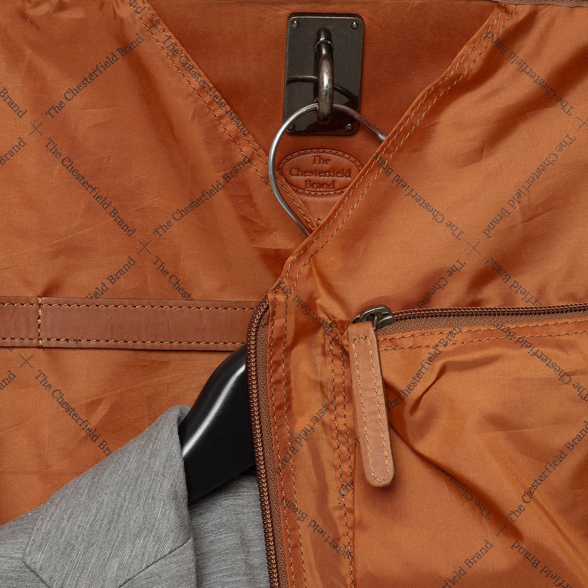 Cognac Leather Garment Bag Josh da Donna, detail view 4
