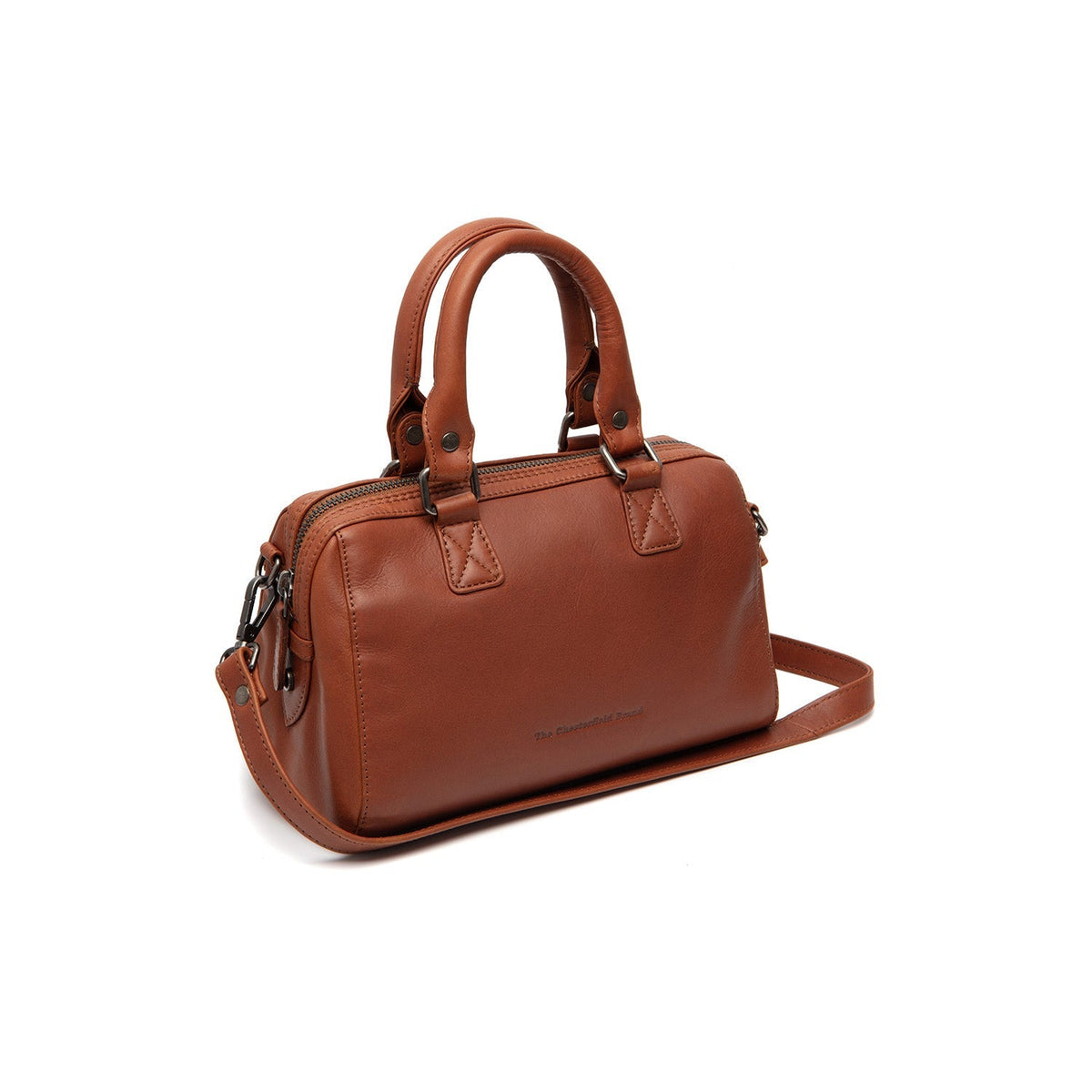 Tailored Rib Cuffs &amp; Hem Craftsmanship Construction Detail on Dalford Full-Grain Leather Handbag da Donna