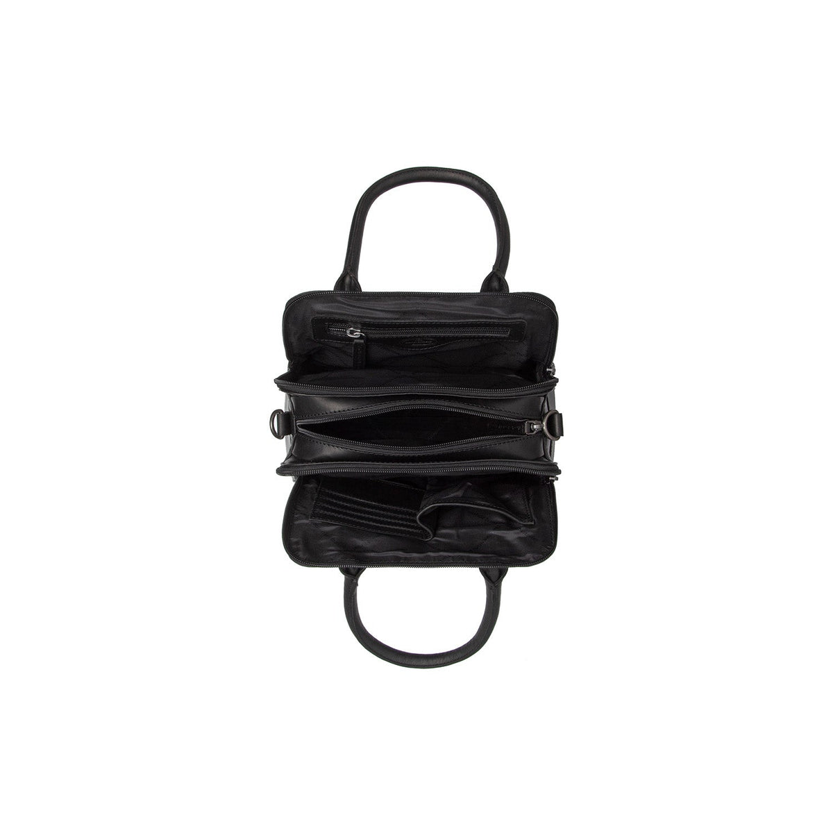 Dettaglio ravvicinato of Classic Collar &amp; Heavy-Duty Zipper Hardware on Ezra Full-Grain Leather Handbag da Donna