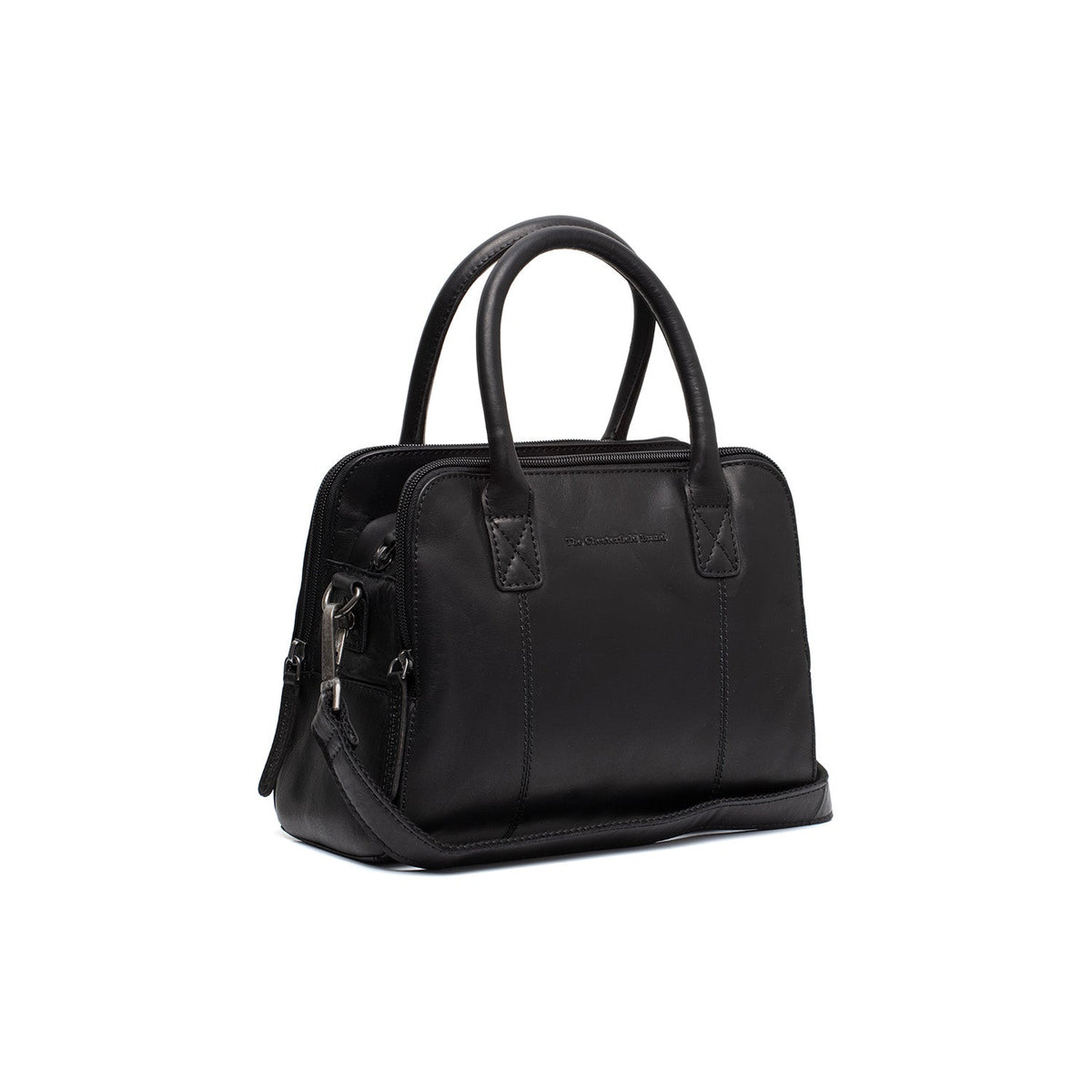 Ezra Full-Grain Leather Handbag da Donna in Classic 100% Full-Grain Leather - Vista frontale e linea su misura | Acquista online