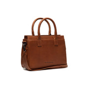 Styled Fit Perspective of Garda Full-Grain Leather Handbag da Donna on Model - Natural Daylight Drape