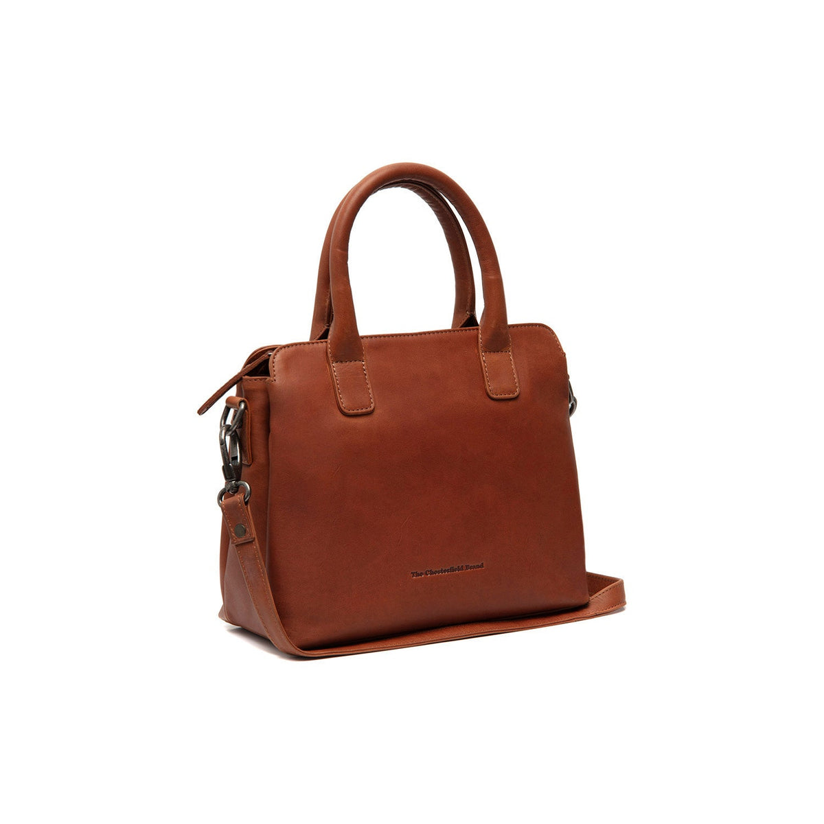 Tailored Rib Cuffs &amp; Hem Craftsmanship Construction Detail on Hermosa Full-Grain Leather Handbag da Donna