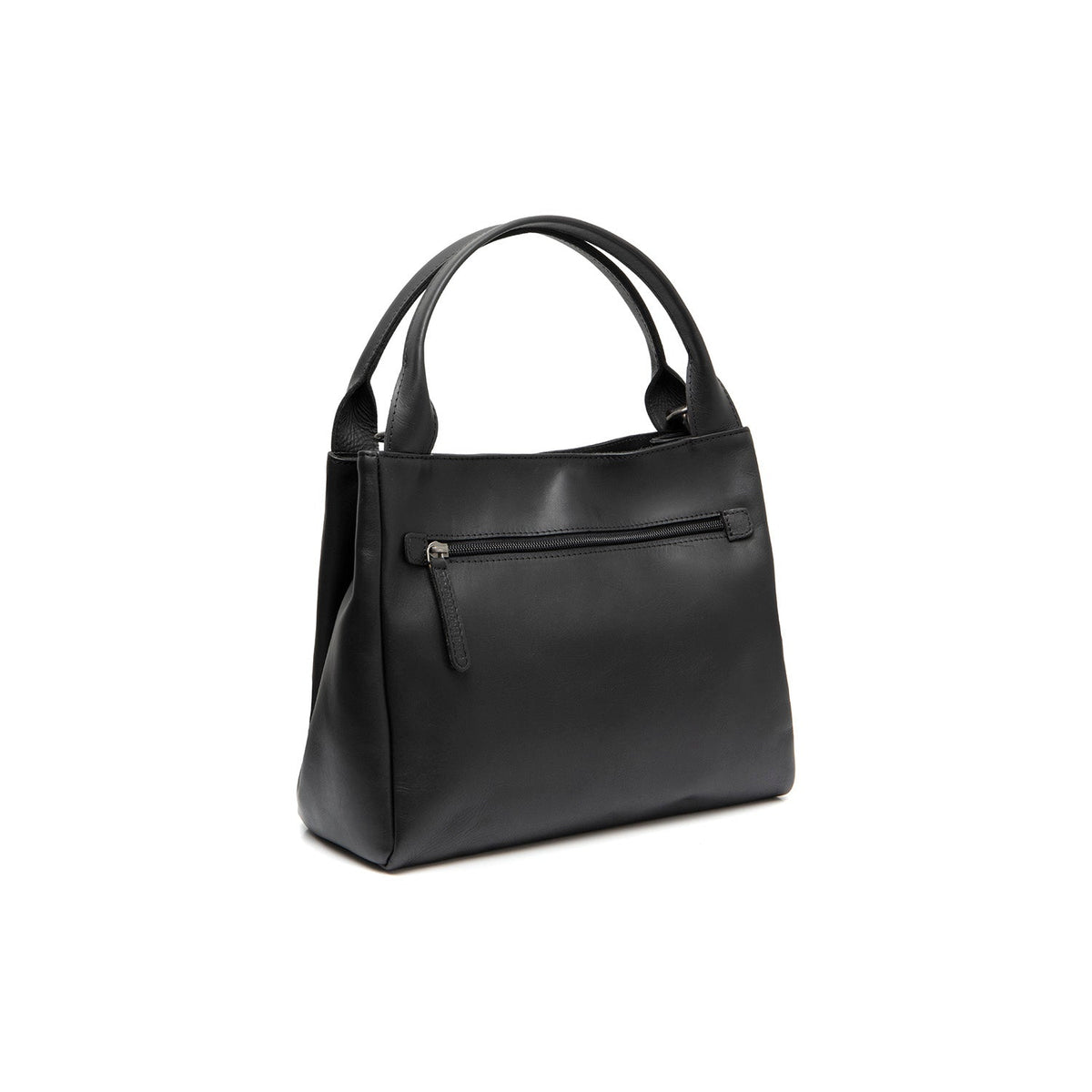 Tailored Rib Cuffs &amp; Hem Craftsmanship Construction Detail on Tenara Full-Grain Leather Handbag da Donna