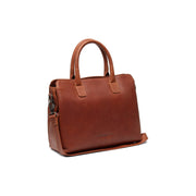 Styled Fit Perspective of Valmonte Full-Grain Leather Handbag da Donna on Model - Natural Daylight Drape