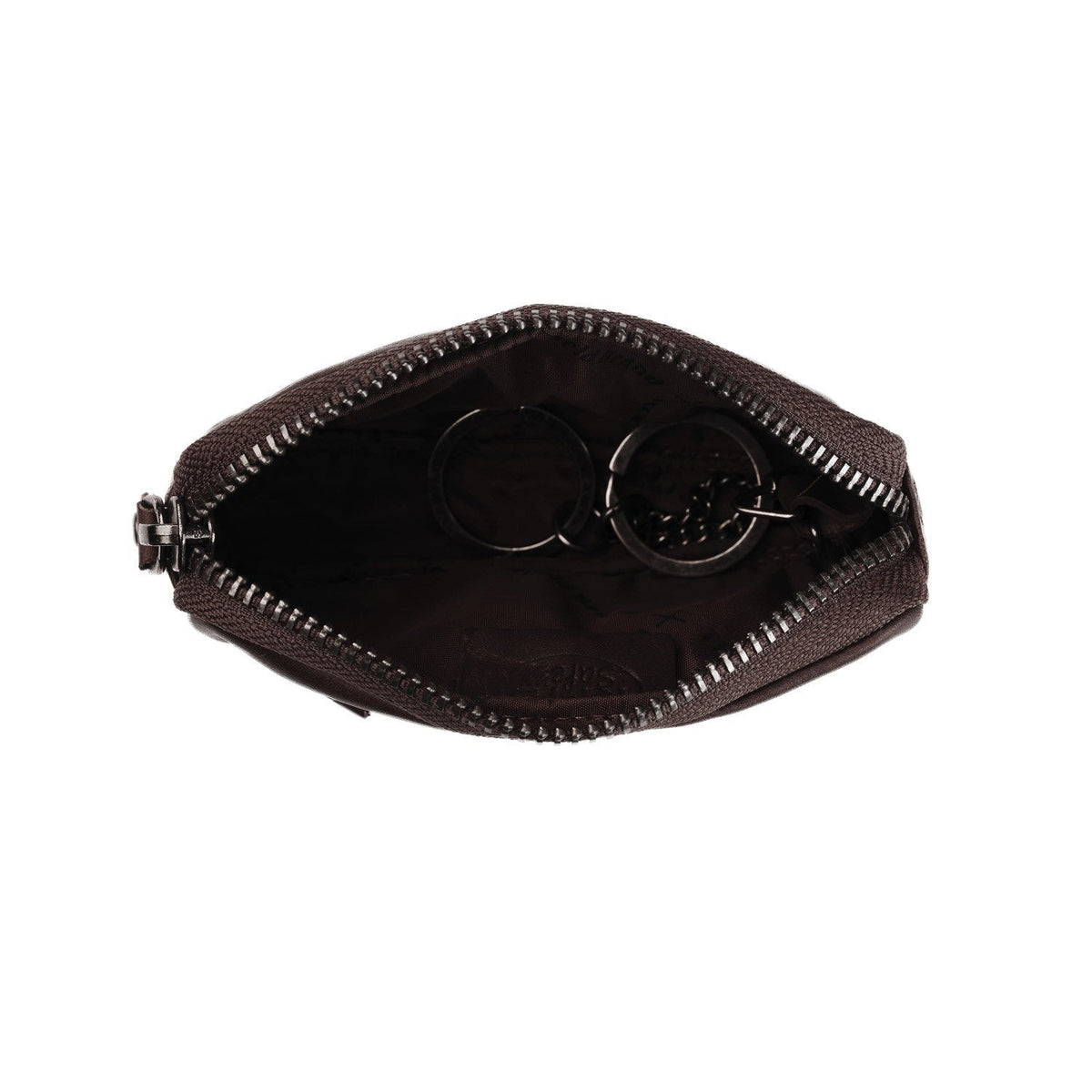 Tailored Rib Cuffs &amp; Hem Craftsmanship Construction Detail on Corey Full-Grain Leather Key Case da Donna