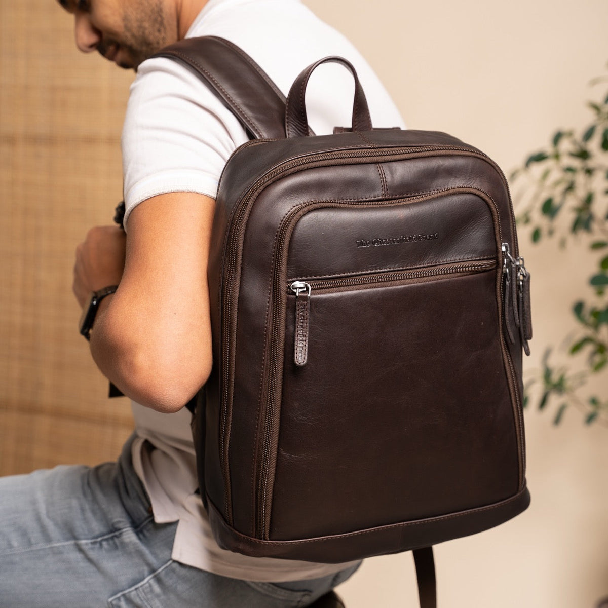 Detroit Full-Grain Leather Laptop Backpack da Donna – Vista prodotto alternativa 2