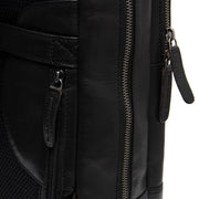 Solid Antique Brass Hardware &amp; Heavy-Duty Dual Zipper Detail on Nicola Full-Grain Leather Laptop Backpack da Donna