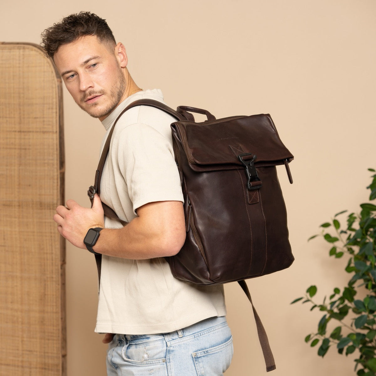 Savona Full-Grain Leather Laptop Backpack da Donna – Vista prodotto alternativa 2