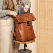 Savona Full-Grain Leather Laptop Backpack da Donna – Vista prodotto alternativa 3