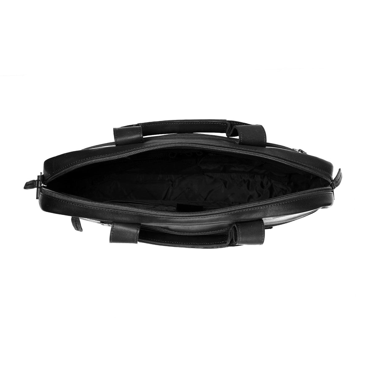 Calvi Full-Grain Leather Laptop Bag da Donna - Structured Side Profile Showing Gusset Depth &amp; Expansion Capacity