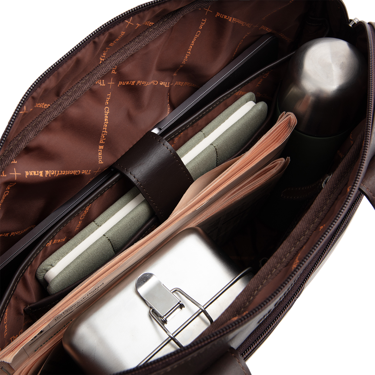 Brown Leather Laptop Bag Calvi, detail view 4