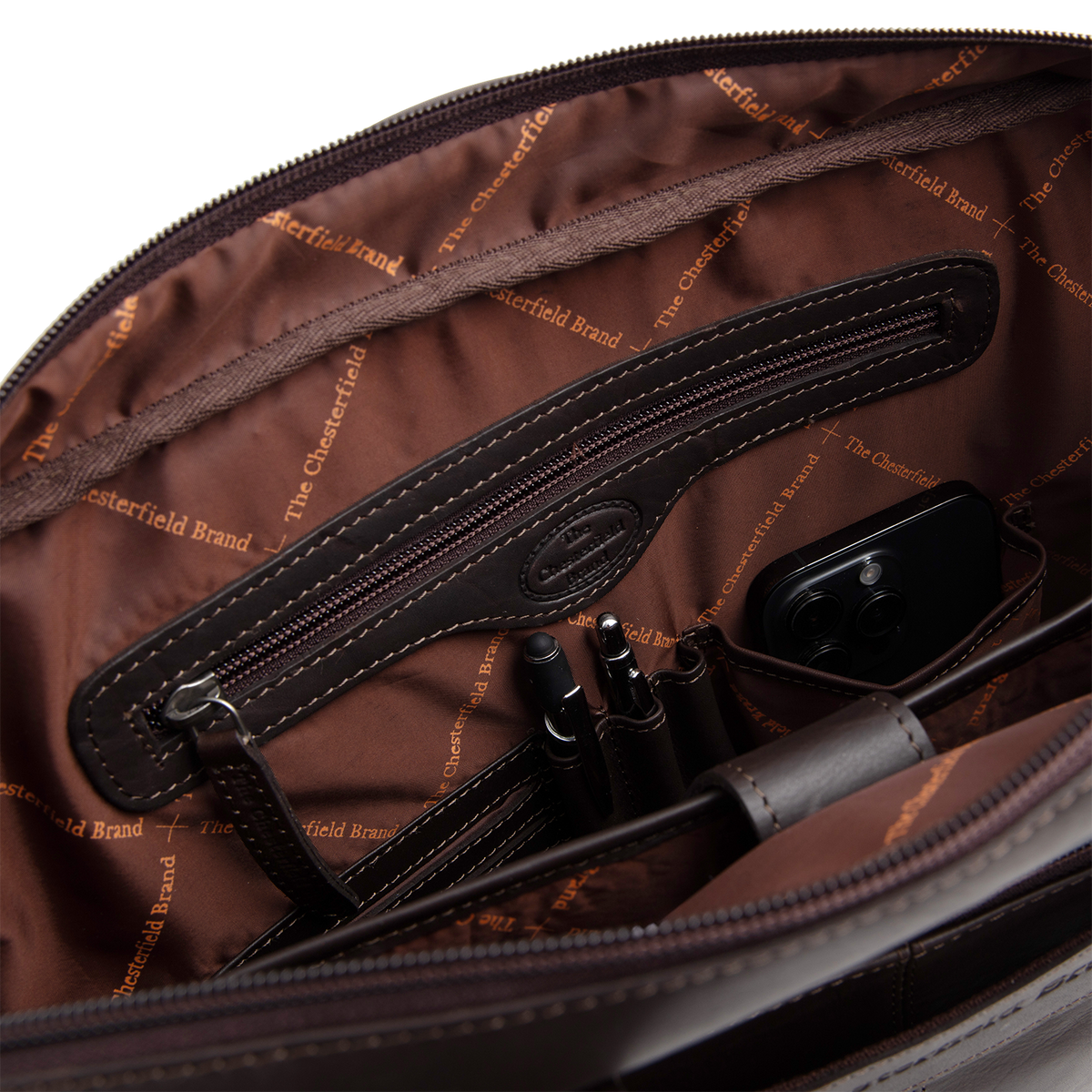 Brown Leather Laptop Bag Calvi, detail view 5