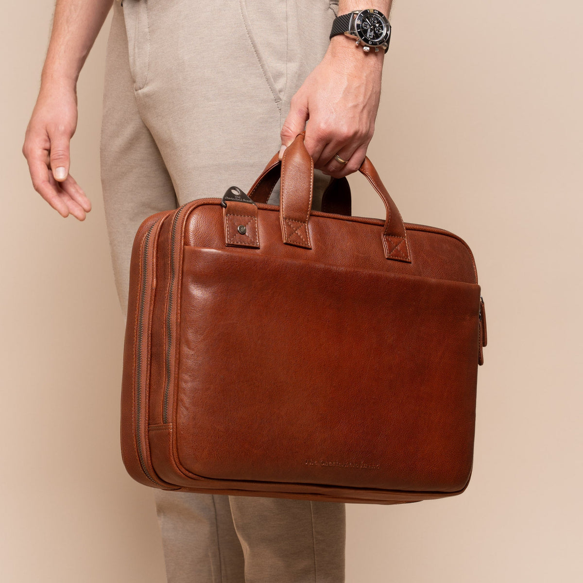 Iseo Full-Grain Leather Laptop Bag da Uomo – Vista prodotto alternativa 3