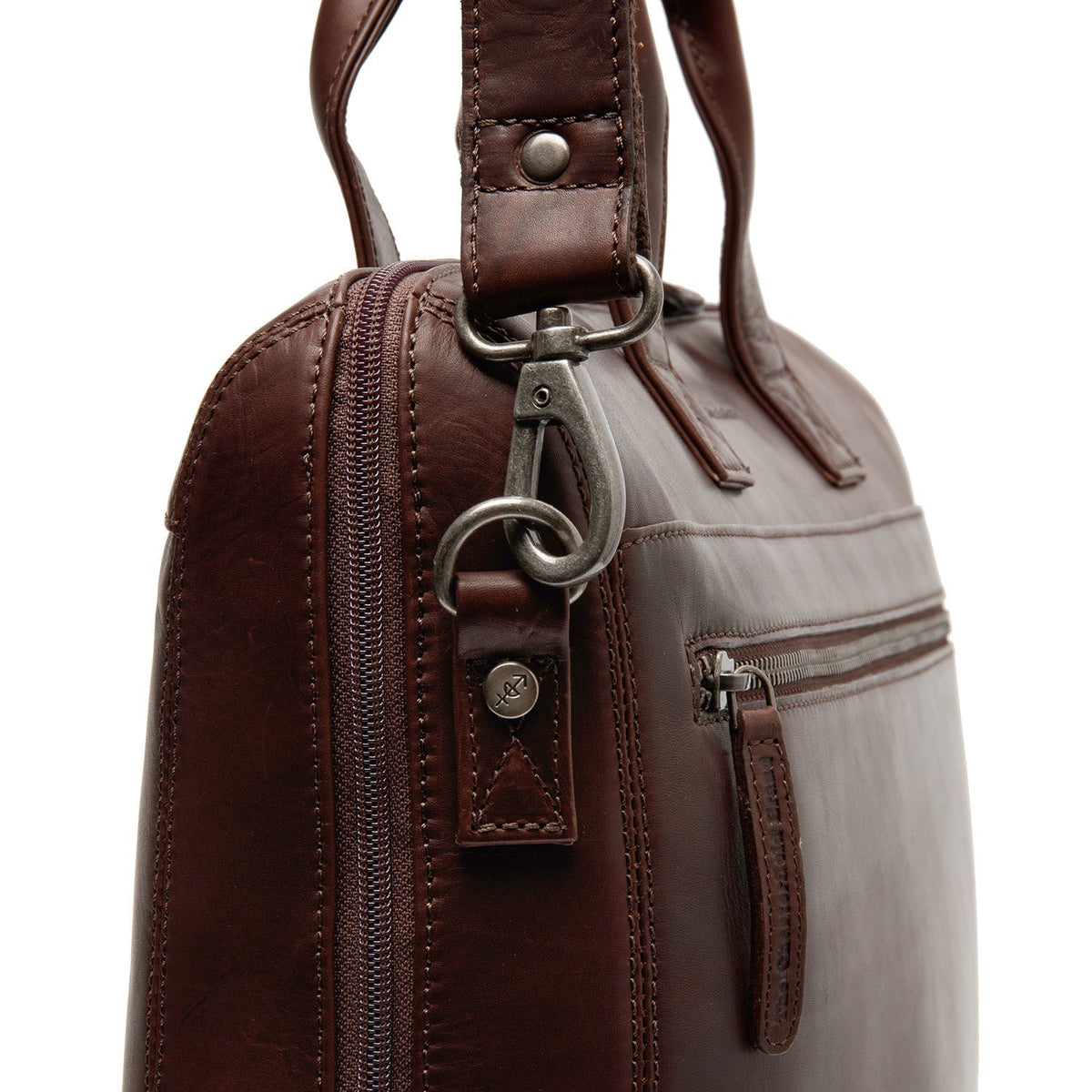 Brown Leather Laptop Bag Levanto, detail view 4