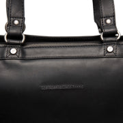 Solid Antique Brass Hardware &amp; Heavy-Duty Dual Zipper Detail on Manly Full-Grain Leather Laptop Bag da Donna