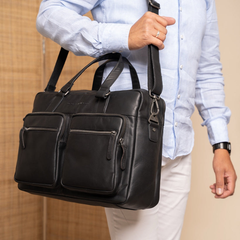 Misha Full-Grain Leather Laptop Bag da Donna