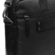 Classic 100% Full-Grain leather Briefcase - Rear Perspective Showing Reinforced Leather Straps &amp; Stitching