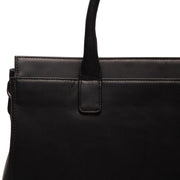 Solid Antique Brass Hardware &amp; Heavy-Duty Dual Zipper Detail on Rivera Full-Grain Leather Laptop Bag da Donna