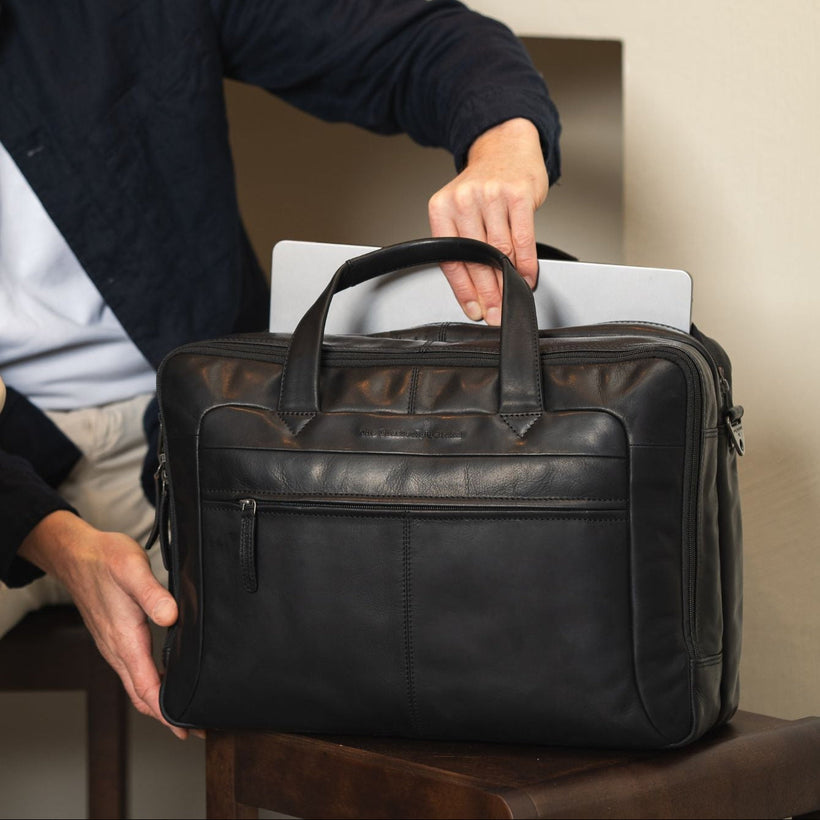 Ryan Full-Grain Leather Laptop Bag da Uomo